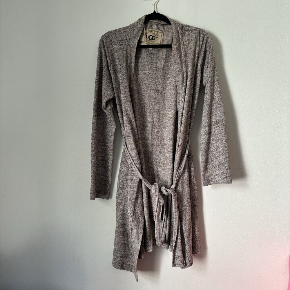 UGG Australia Women's Hoodie Sweater‎ Cardigan Dress Robe Oatmeal Size L Pockets
